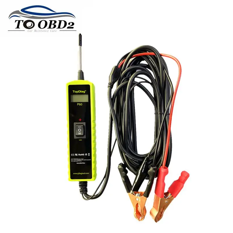 TOPDIAG P60 Automobilový obvod Tester Tester Elektrický systém Krátky tester 6-30V DC LCD LCD Testovanie komponentov baterky