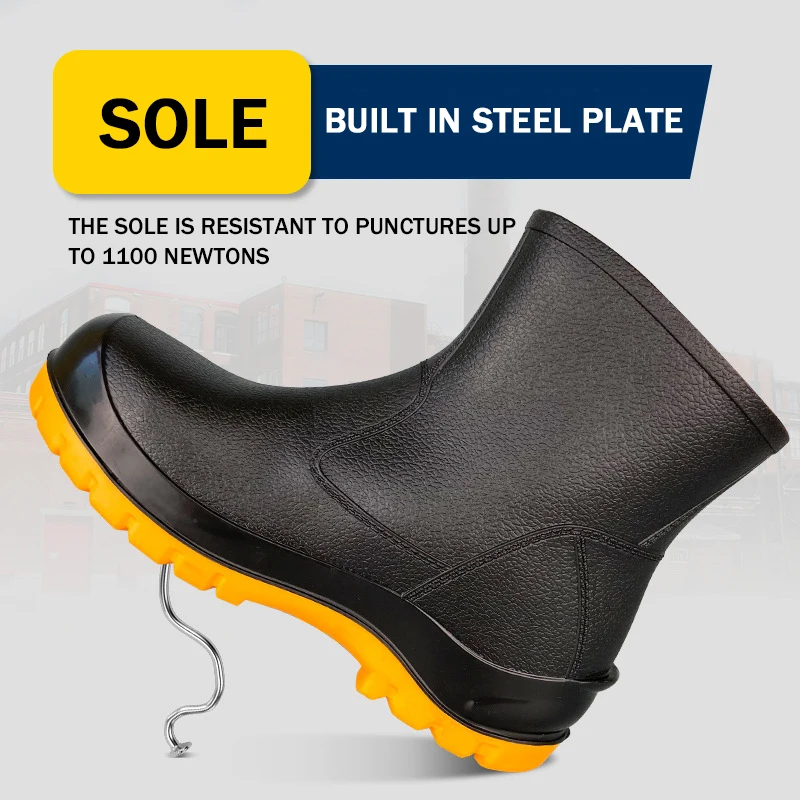 Topfight Páns 18 cm 24 cm trubice Protection Labor Dažďové topánky Dažďové topánky Vodotesné proti rozbíjaniu Čierne pracovné bezpečnostné topánky Bezpečné brodenie topánok
