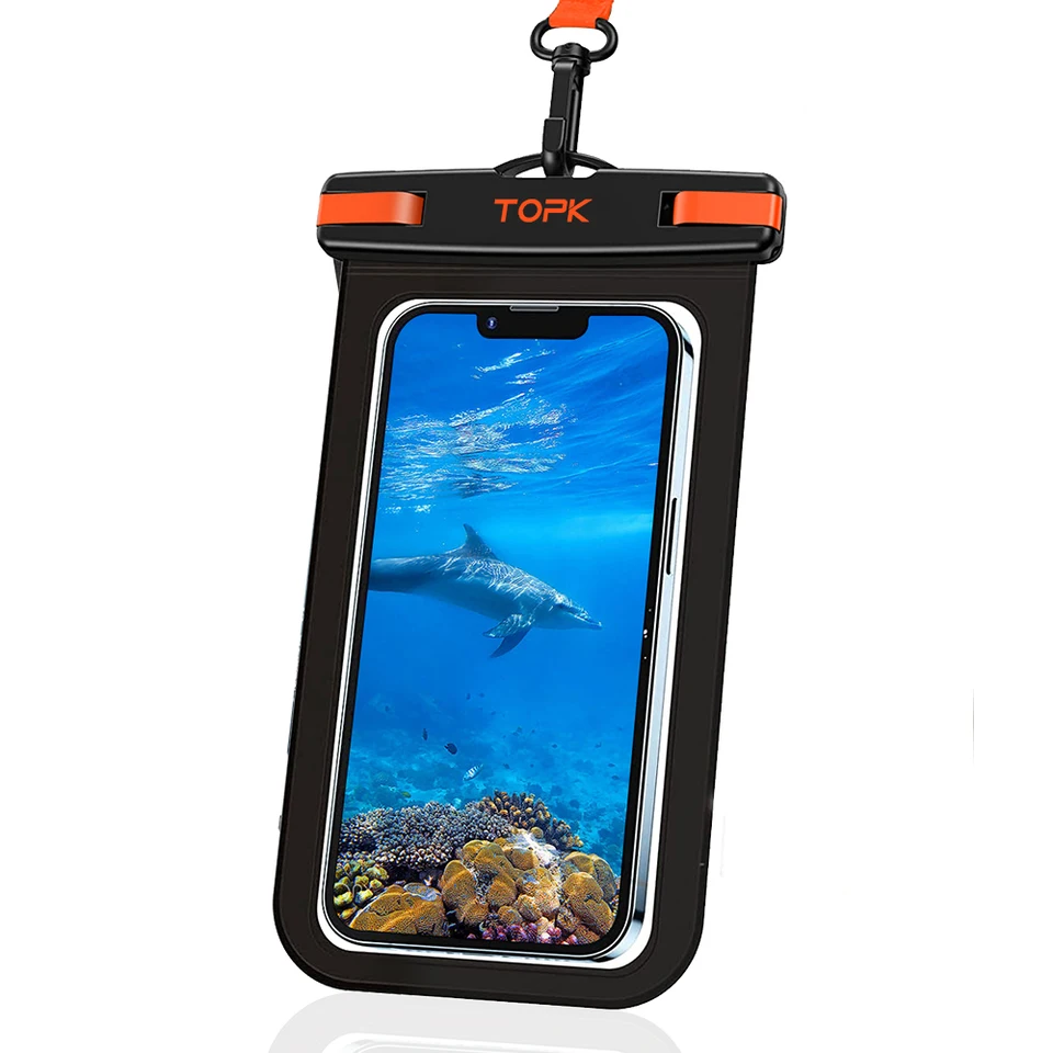 Topk E01 nepremokavé puzdro na telefón, Universal IPX8 nepremokavý telefón suchý vrecko s šnúrkou pre iPhone Samsung až do 7,0 palca
