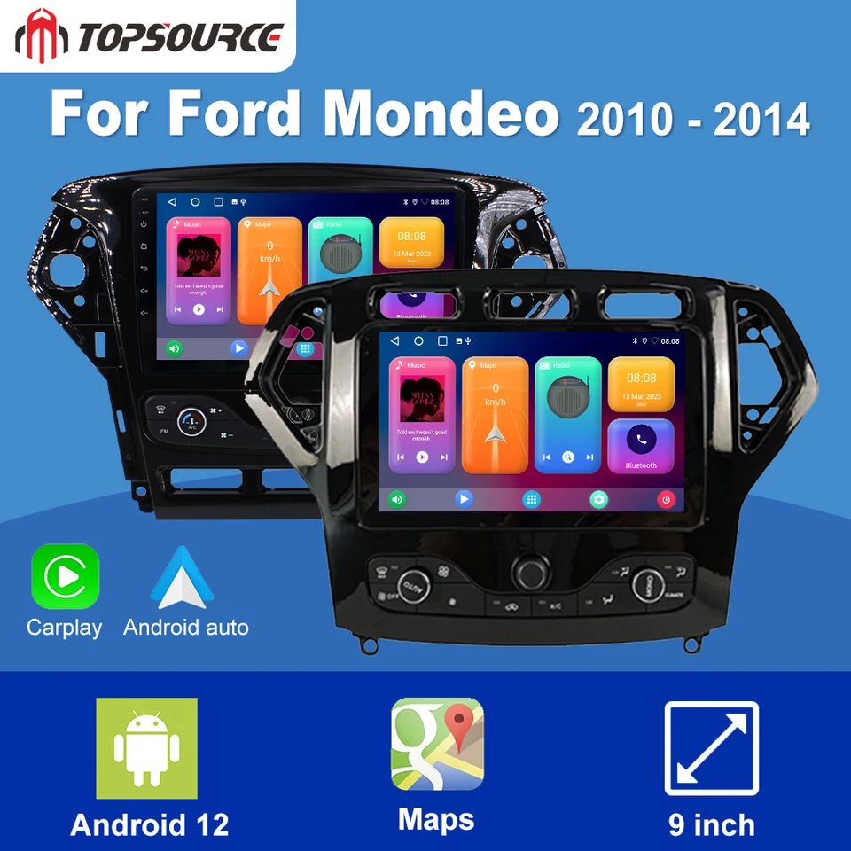 Topsource TS18 6G+128G Wireless CarPlay Android Auto Radio pre Ford Mondeo 2007-2010 4G Multimediálne GPS 2DIN Autoradio