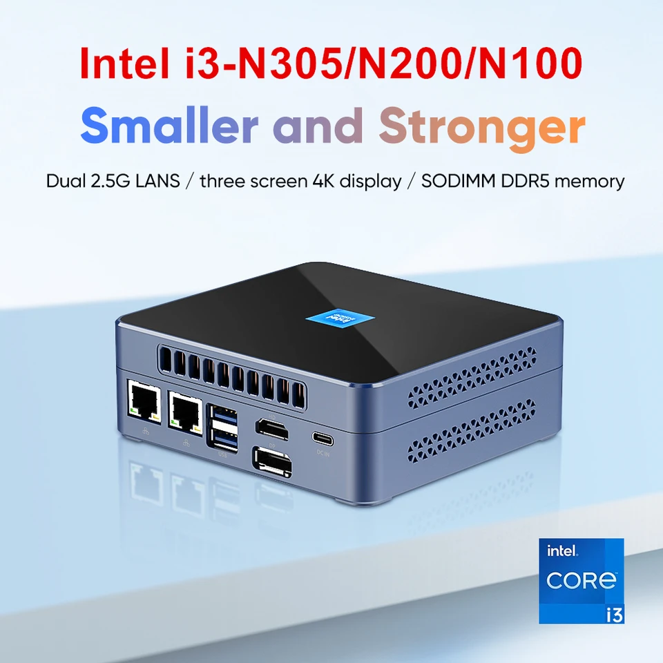 Topton M9S Mini PC 12. Gen Intel I3 N305 N200 N100 DDR5 PCIE3.0x4 2xintel 2,5G Firewall počítačový balík PC Windows 11 NUC WiFi6