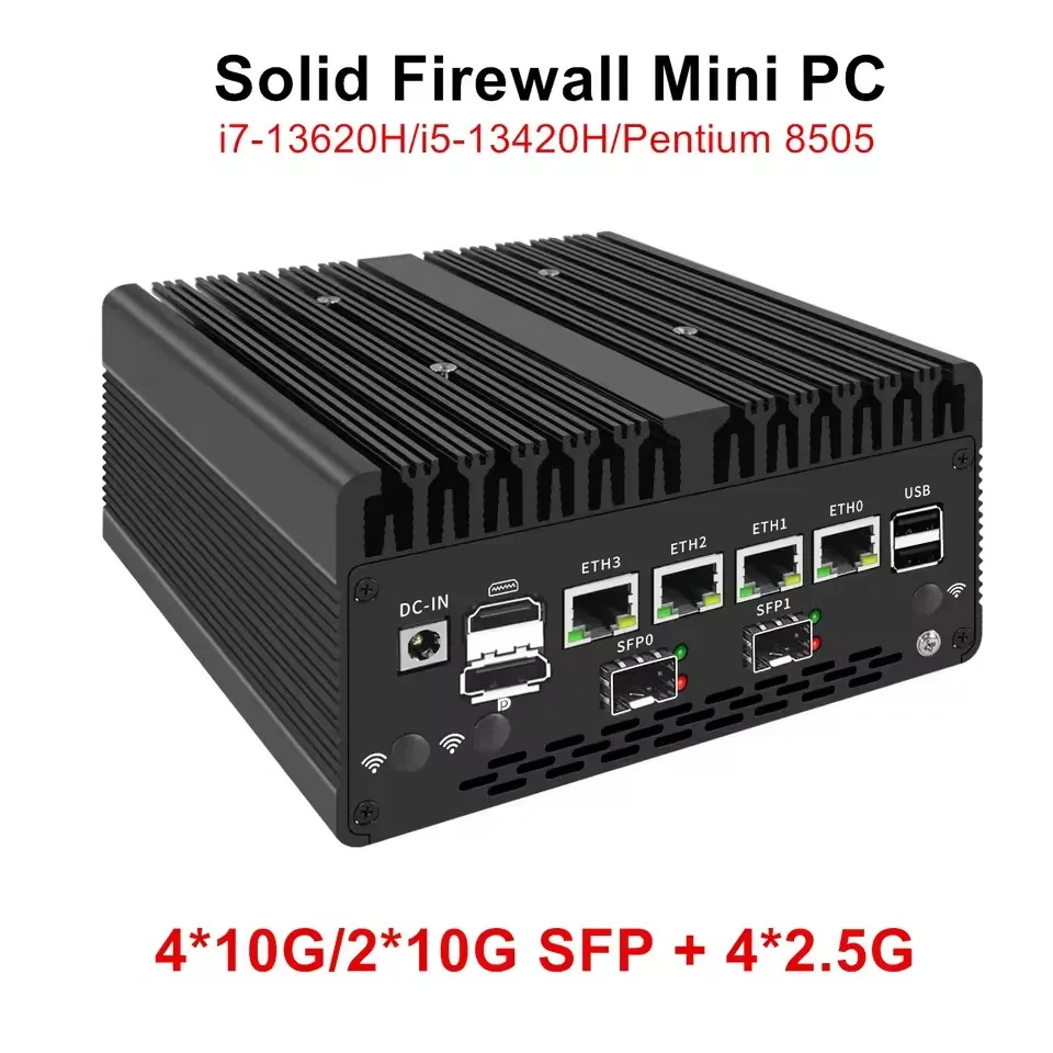 Topton New Intel I7 13620H 8505 Firewall Mini PC 4*/2*10G SFP+ 4XI226-V 2,5G 2*DDR5 NVME Industrial Computer Computer Home Server Proxmox