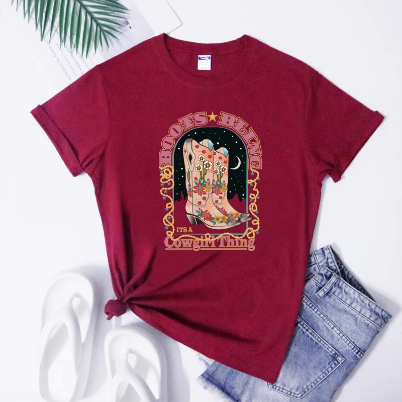 Topánky a bling jeho cowgirl Thing tričko boho západné vidiecke dievča tričko estetika Outwear Crewneck Tee Spring oblečenie