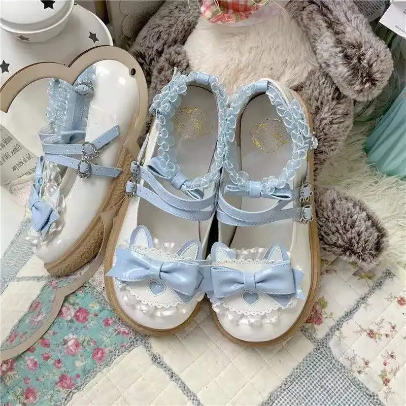 Topánky pre ženy okrúhle prst gotickej modrej Mary Jane roztomilý kawaii japonský štýl lolita woman byty jar vysoko kvalitné módy Kórean