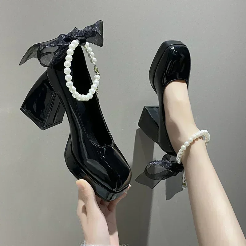 Topánky pre ženy vysoké podpätky Mary Jane Shoes Pumps Nové dámy biele dámske päty Platforma Shoes Dámske podpätky
