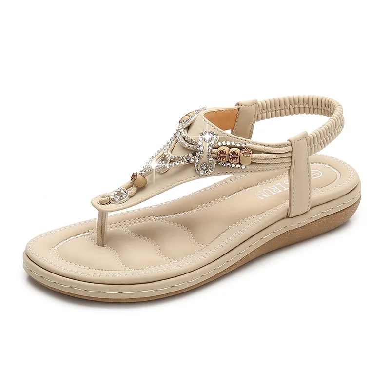 Topánky Ženy 2023 Summer Rím sandále Retro klip špičky kamienok na klinovú plošinu pláž České žabky flip sandalias de majer