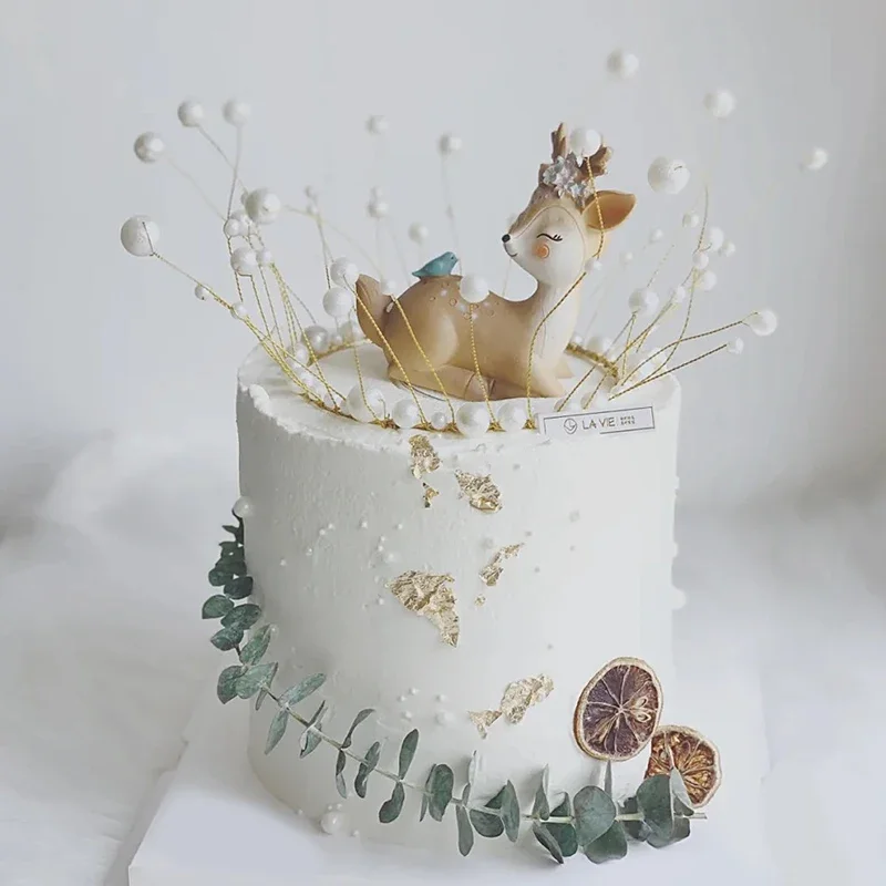 Torta topper narodeninová oslava dieťa Deer Girl Lovely Forest téma Detská princezná Šťastné potreby koláčový dezert zdobenie zvierat
