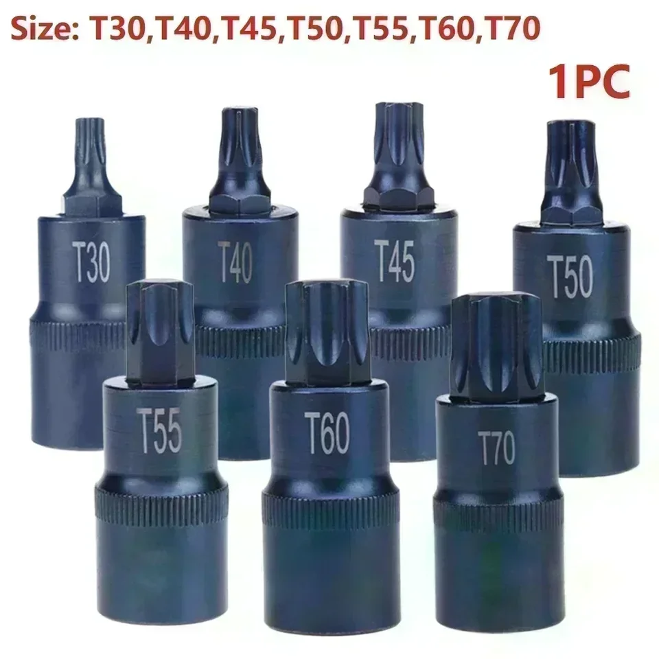 Torx Screwdriver Bit 1/2inch Socket Bits Adaptér T30 T45 T50 T55 T60 T70 Torx Socket Adapter Rand Rand pre račňové kľúče