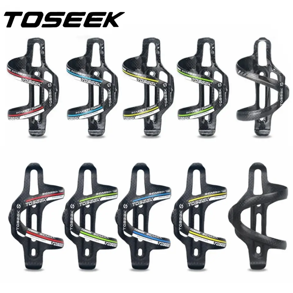 Toseek-uhlíková klietka na fľašu s vodou, držiak na bicykel, držiak na bicykle, doplnky na bicykli na horských cestách, ľavá a doprava