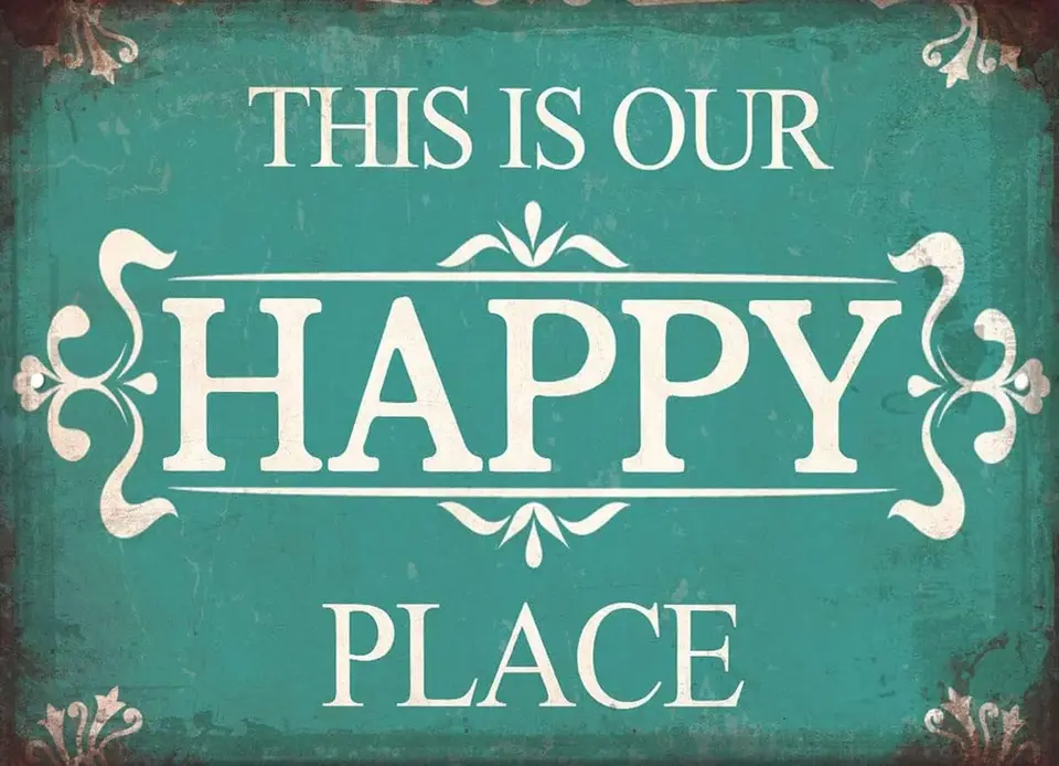 Toto je naša happy Place Sign Sign Sign Dorch Decor for Home Bar Farmhouse Hliníková kovová stena Znak 12x8 palcov