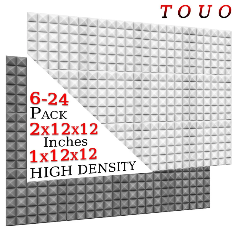 Touo pyramídová akustická pena 6/12/24 PCS Drumová miestnosť Absorbujúca ošetrenie Ošetrenie Foam Panels Vysoko hustota Panely Akustické ošetrenie