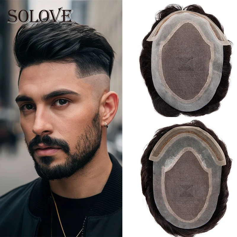 Toupee muži čipky Pu ľudské vlasy Pánske parochňu Punica Priamy vlna Mužská vlasová protéza 120% 130% Hustota mužov nahradenie vlasov 6 palcov