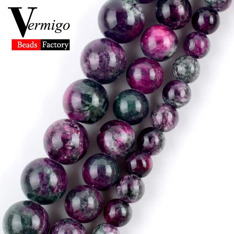 Tourmaline Perzské jades prírodný kameň Bedas pre šperky, ktoré robia voľné vesmírne korálky DIY Náramok náhrdelníka 6 mm/8 mm/10 mm 15 