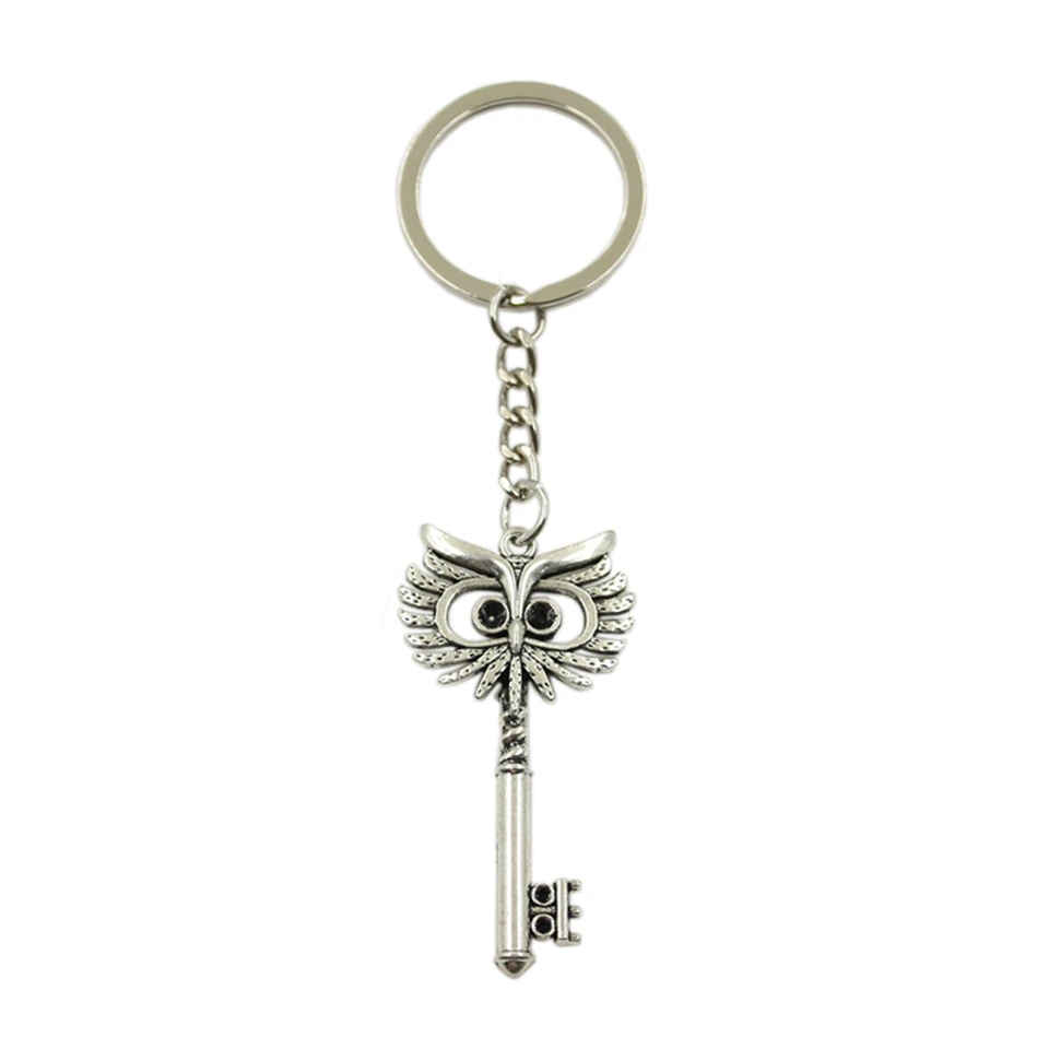 Továrenská cena Big Eye Owl Treasure Key prívesok Key Keing Kov kovová retiazka strieborná farba Men