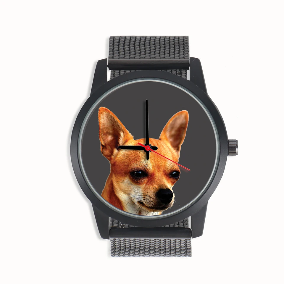 Továrenské obchody Dogs Design Street Style Chihuahua Pet Shop Suvenír Darčeky pre mamu Family Pet plus pánske kremenné zápästie Watch