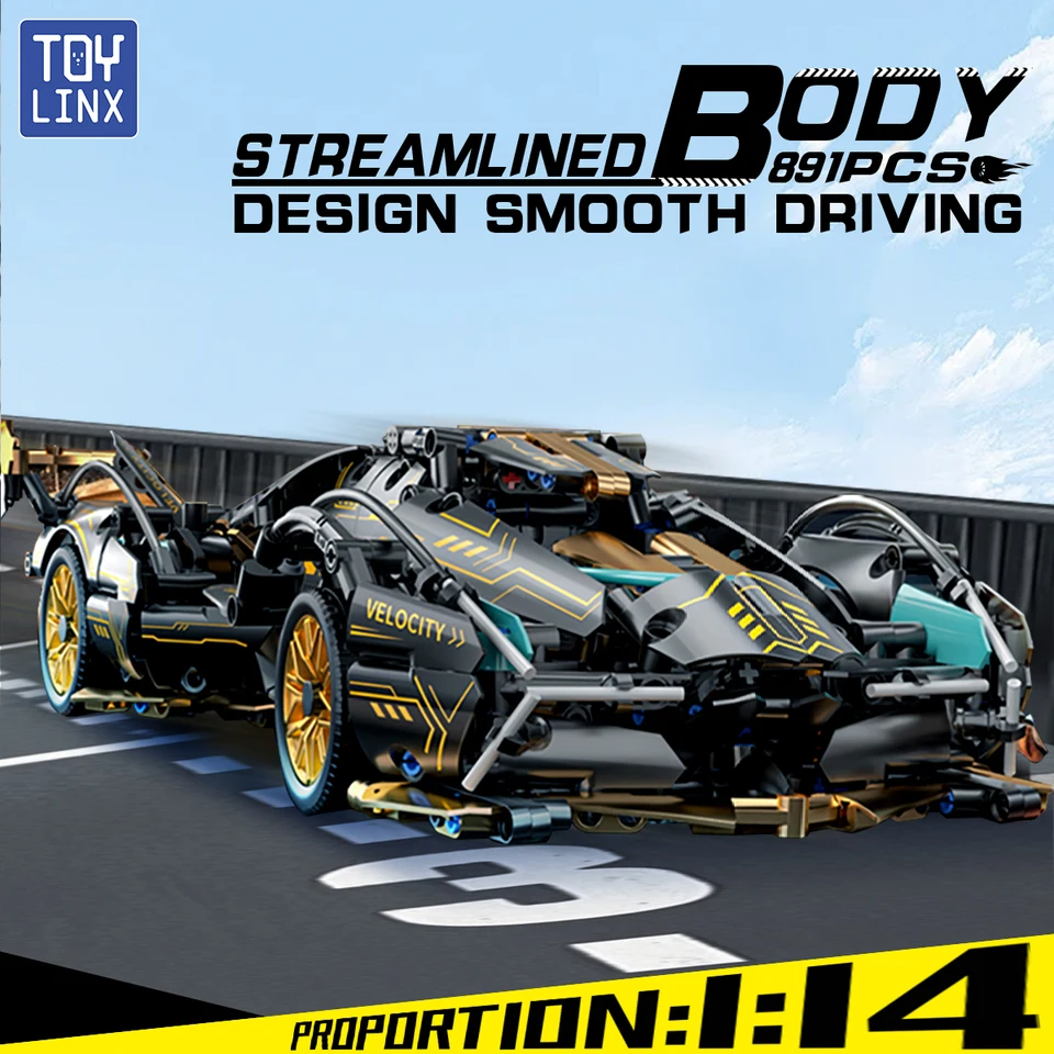 Toylinx 1:14 Supercar Building Block Block Hračky ABS Material Vek 14+ Voliteľná energetická skupina Vianočný darček pre dospelých a deti s krabicou