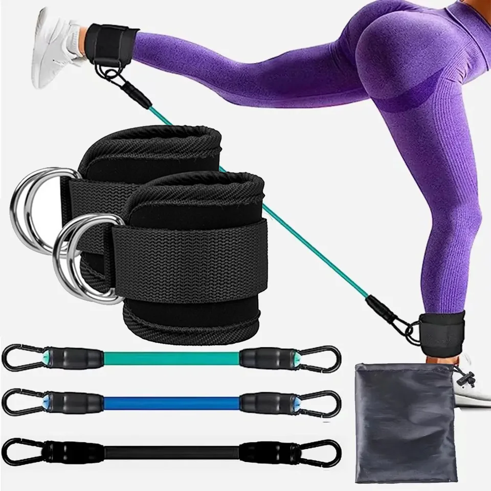 TPE odporové pásy členky členky popruhy Fitness Set Set podporný D-Ring Podpora členkových manžety jogy jogy Equipment strážky