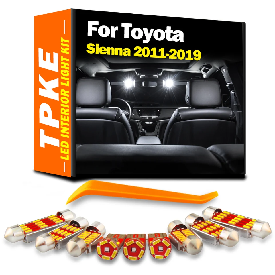TPKE 13PCS CANBUS LED interiér DOME MAP TRUNK SVETLA KIT PRE TOYOTA SIENNA 2011 2012 - 2014 2015 2016 2017 2018 2018 2019 SIGNAL LAMP