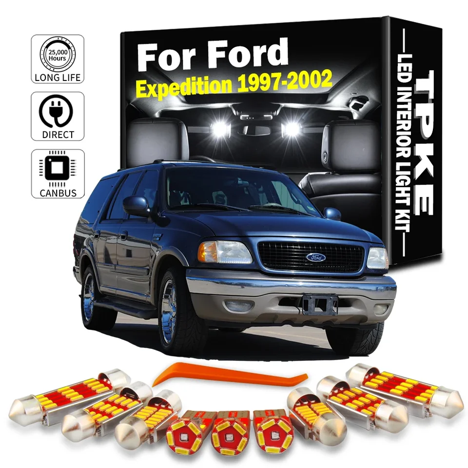 TPKE 16PCS Vanity Mirror LAMP LED interiér mapa DOME LEGT SIGIT pre Ford Expedition 1997 1998 1999 2000 2001 2002