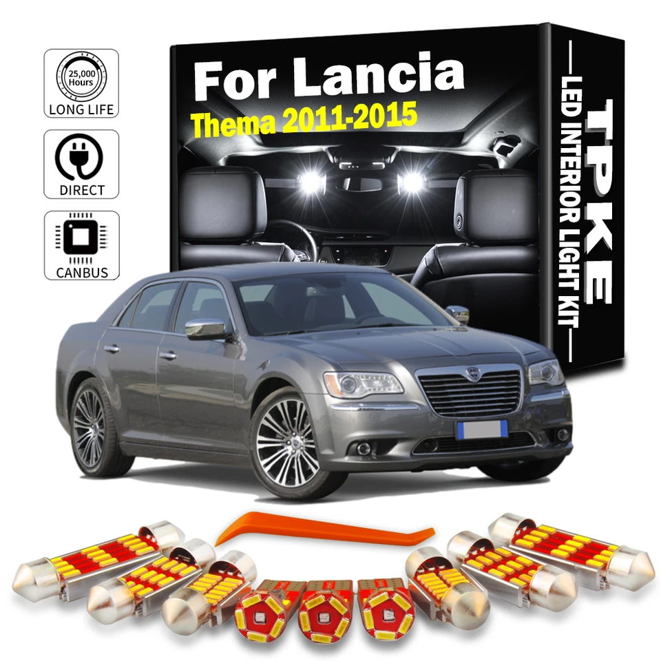 TPKE 17PCS LED interiérová mapa DOME Luggage Light Kit pre Lanciu Thema 2011 2011 2013 2014 2015 2015 Číselné dosky Žiarovky