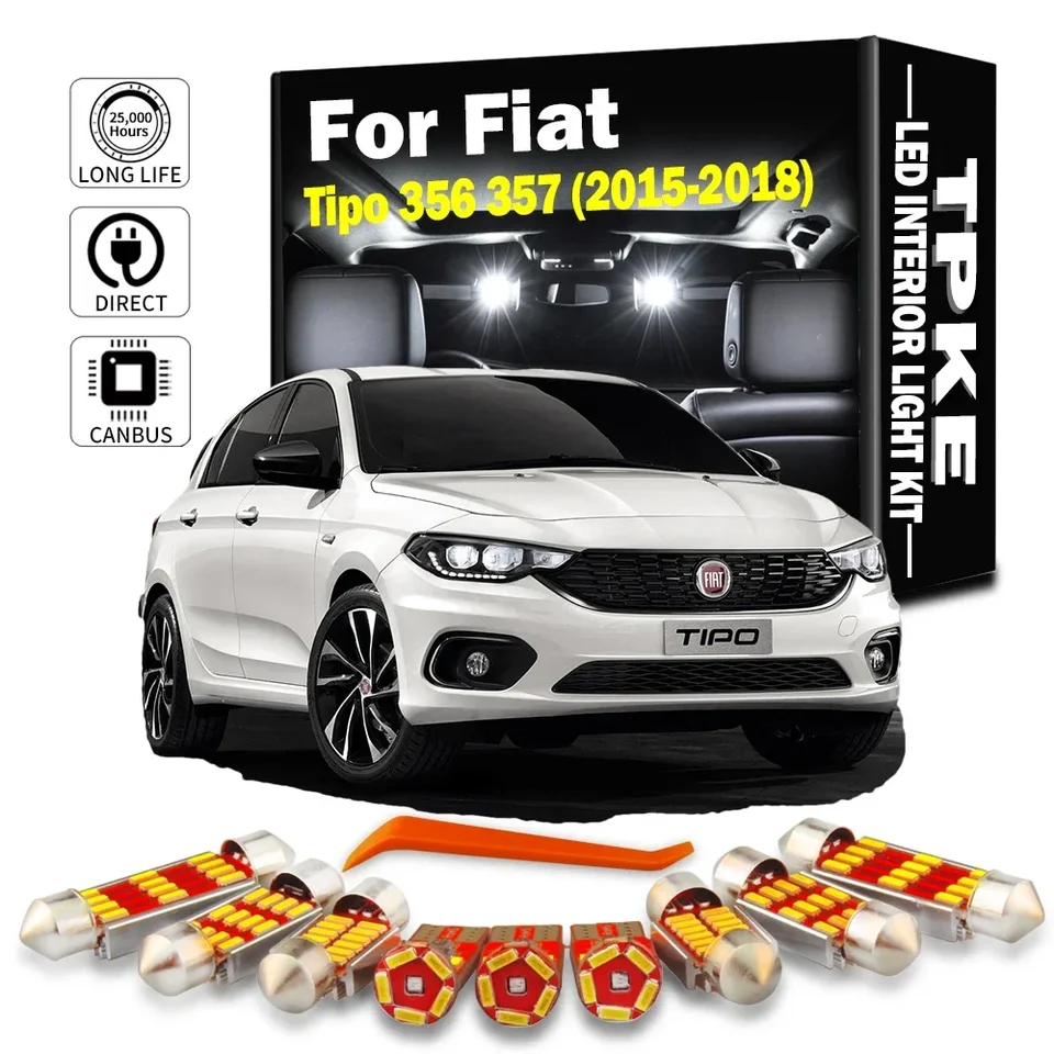 TPKE 7PCS CANBUS Chyba bezplatne Automobil LED žiarovky interiérové ​​čítanie kmeňov kmeň mapy osvetlenia pre Fiat Tipo 356 357 2015 2016 2016 2017 2018
