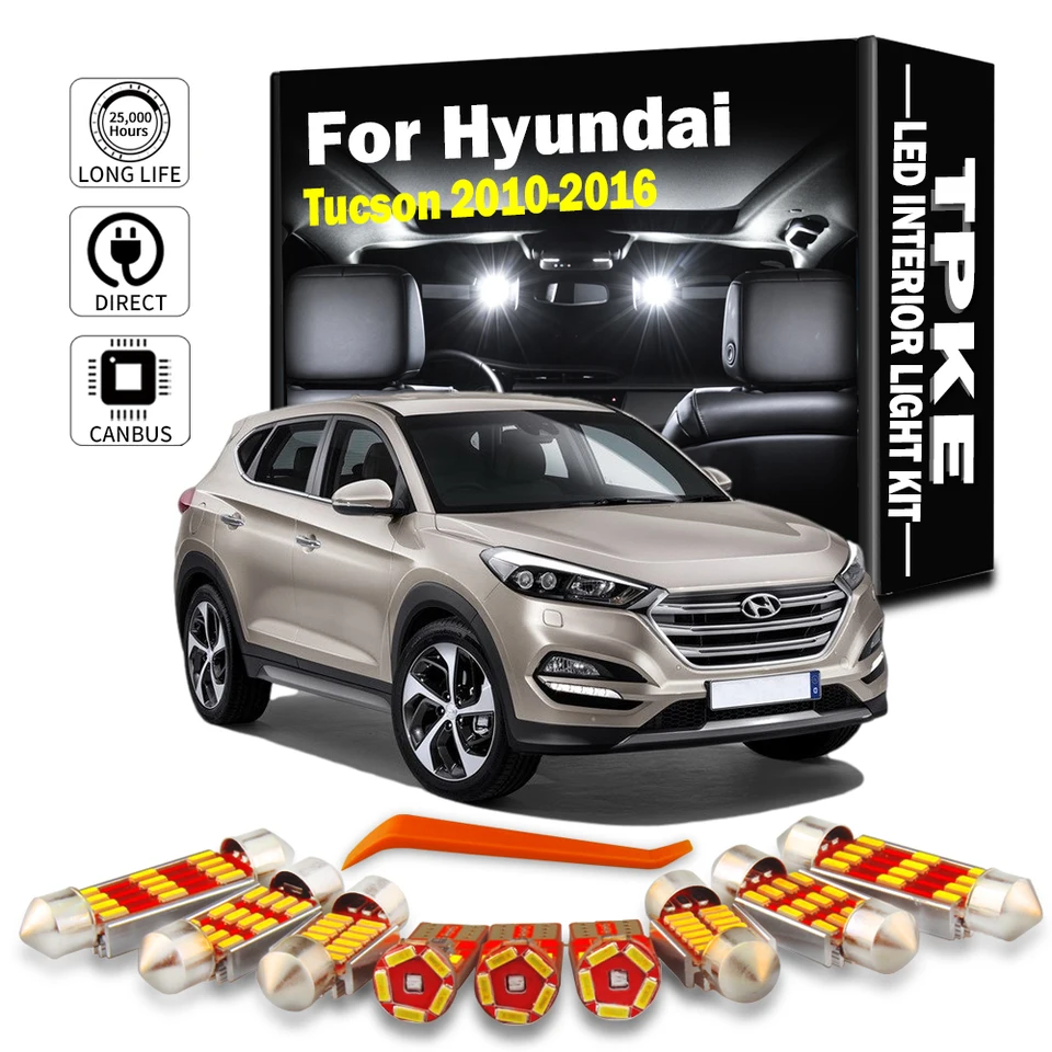 TPKE 8PCS CANBUS CAR ACE LED interiérové ​​svetlá pre Hyundai Tucson 2010 2011 2012 2013 2014 2015 2016 MAP DOME TRUNK LIST LAMP LAMP