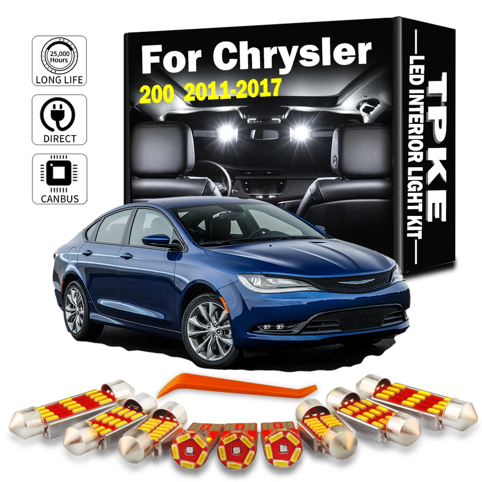 TPKE CANBUS bezplatné LED interiérové ​​svetlo súprava pre Chrysler 200 2011 2012 2013-2017 Príslušenstvo automobilu Mapa Čítanie licenčnej žiarovky DOME