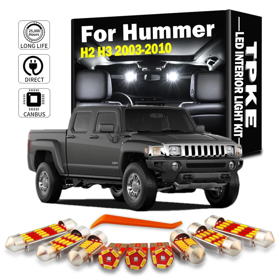 TPKE CANBUS For Hummer H2 H3 2003 2004 2005 2006 2007 2008-2010 LED interiérová mapa DOME DOME LIGHTALN SVETLO Kit