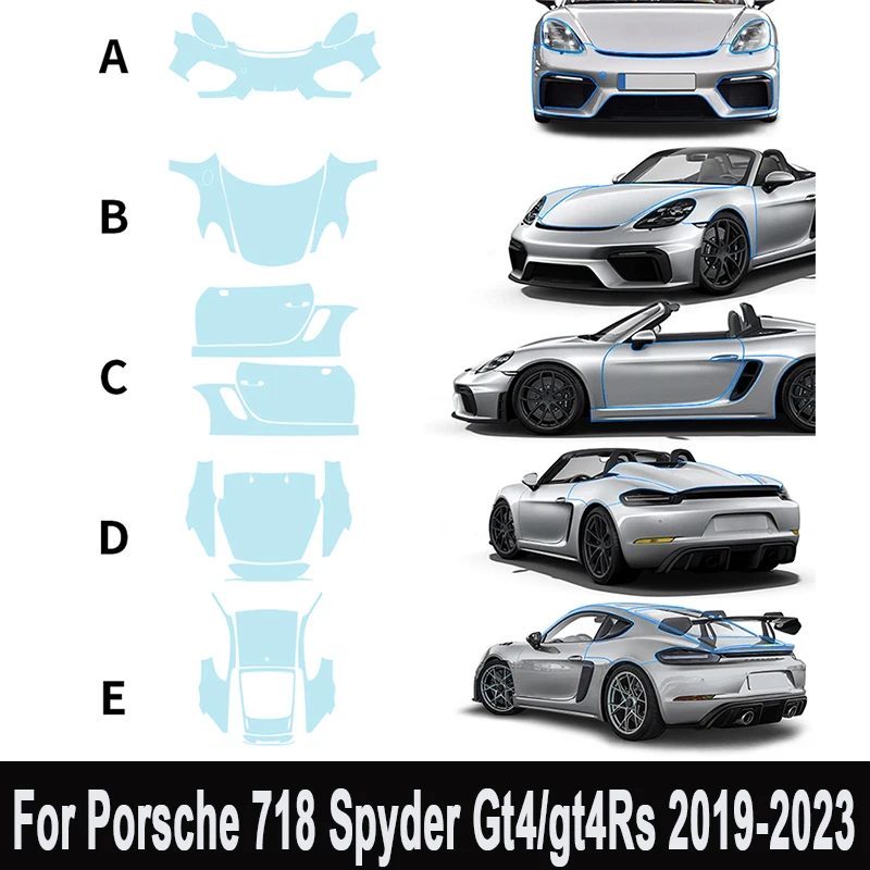 TPU Car Paint Protection Film Presparentná súprava Body Film Pre Cut TPU PPF Clear Sticker pre Porsche 718 Spyder GT4/GT4RS 2019-2023