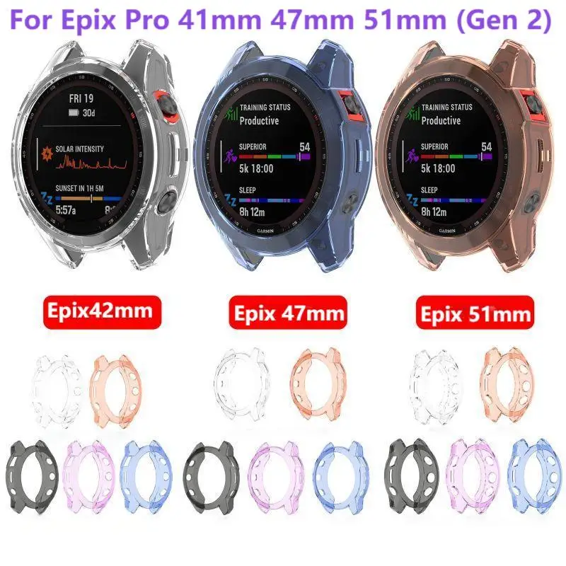 TPU Clear Case pre Garmin Epix Pro 42 mm 47 mm 51 mm (Gen 2) Smart Watch Strap Bumper Frame Protector Transparent Cover