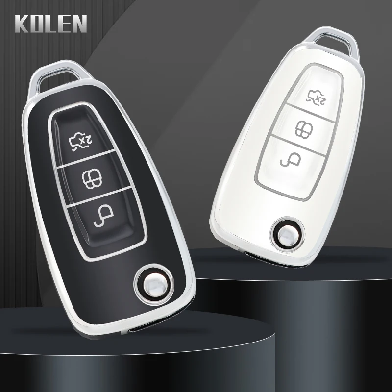 TPU Flip Key Case Cover Shell FOB pre Ford Ranger C-Max S-Max Focus Galaxy Mondeo Transit Tourneo Custom MK3 MK4 Príslušenstvo