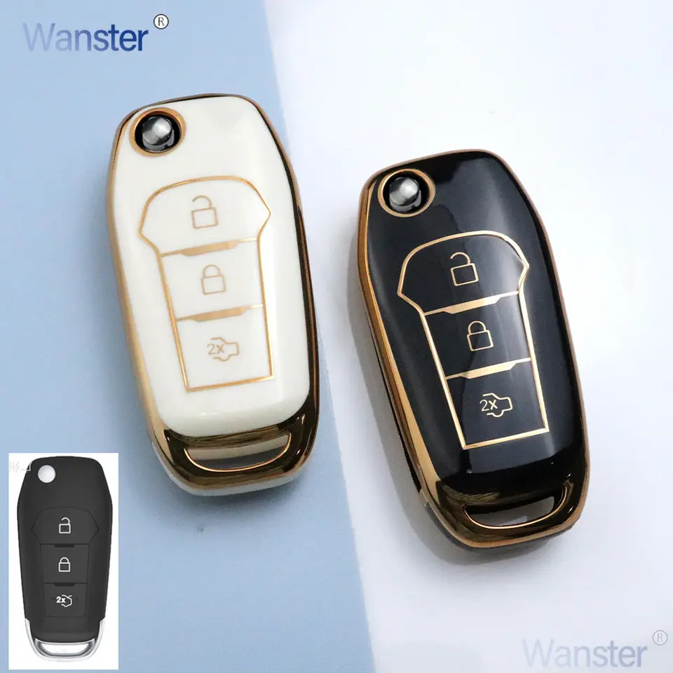 TPU Flip Key Case Fob Cover Shell pre Ford Figo 2017 Mondeo 5 EcoSport Fiesta Mk8 Everest Ranger Fusion Kuga Escort F150