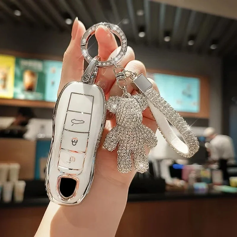 TPU Kľúčový kryt na kľúče od vozidla Keyless pre Porsche Macan Boxster Cayman Panamera Spyder 718 911 9ya 970 981 991 971 958 Keychain
