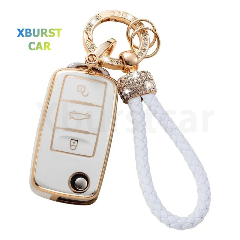 TPU Skladacie kľúče kryty kľúča pre Volkswagen VW Golf Bora Tiguan Passat Jetta Polo Golf MK6 pre držiteľ Skota Octavia A5