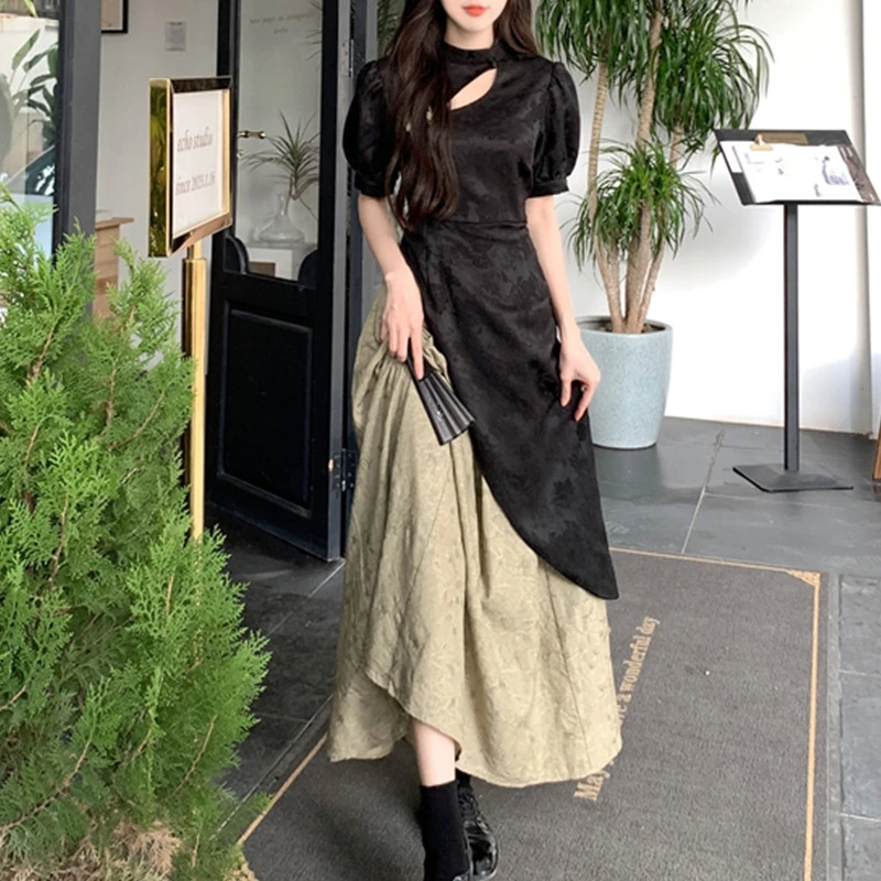 Tradičné čínske vylepšené qipao cheongsam kvetinové tlačové štiepky Jacquard šaty Národné ročné večierky Denné šaty qipao