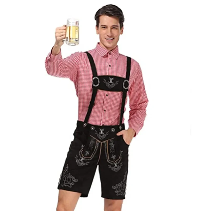 Tradičný oktoberfest kostým Halloween Male Lederhosen Bavorian Octinefest Tirt Hat Hat Festival Cosplay kostýmy XR2422