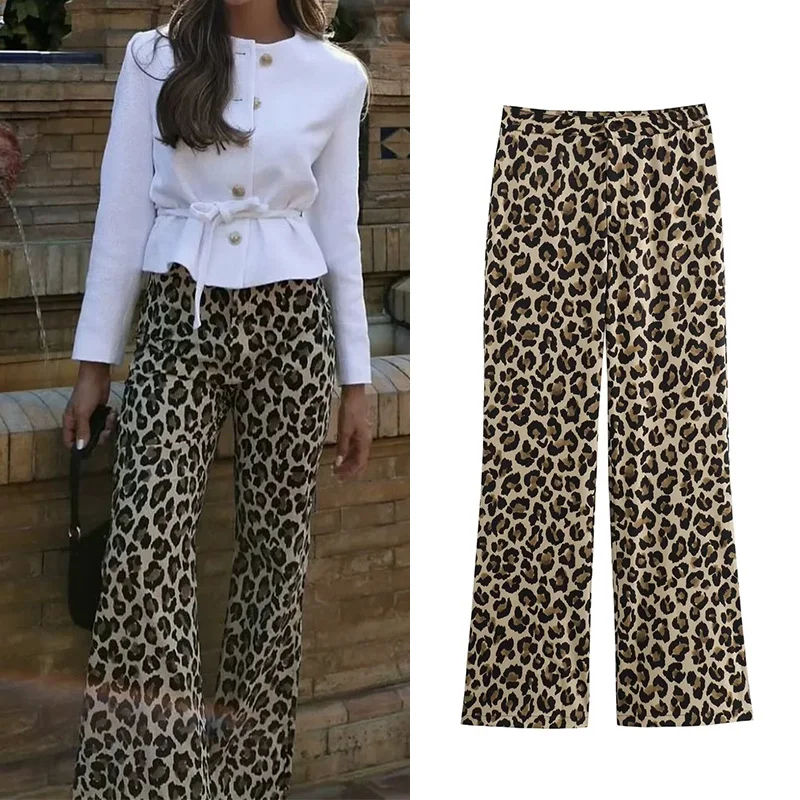 Traf 2024 Žena Leopard Pants Y2K Zviera