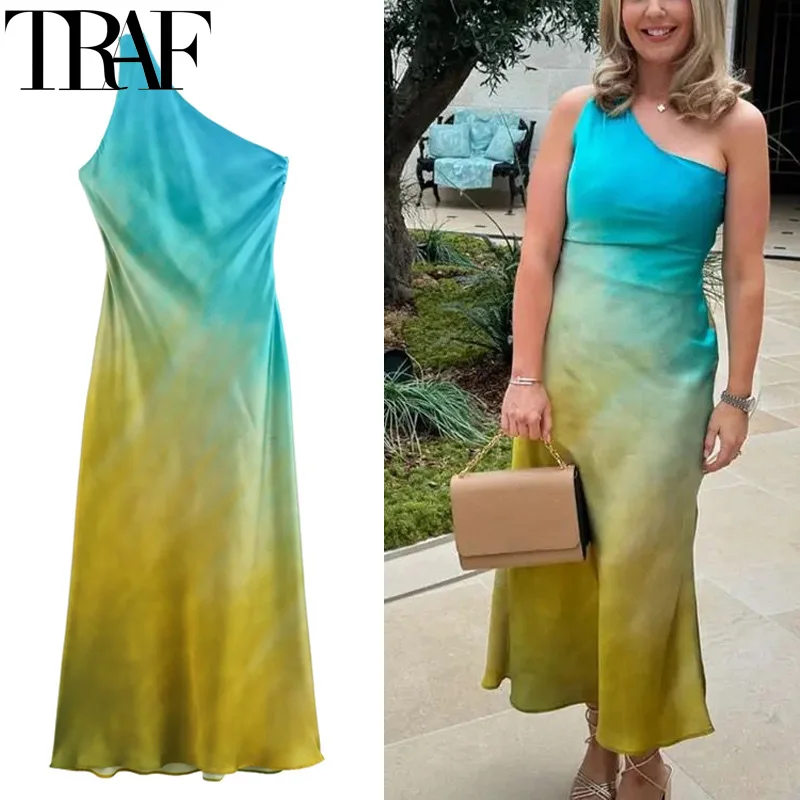 TRAF TIE DYE SATIN SATIN DRESS Dám