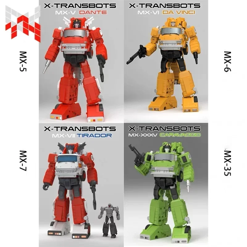 Transformácia X-Transbots MX-5 Inferno Dante MX-6 Grapple DA Vinci MX-7 Tirador MX-35 CARAVANGIO Action FICE ROBOT