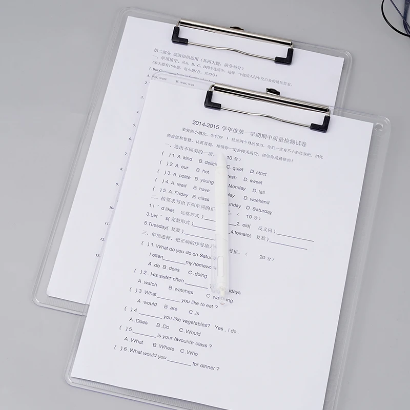 Transparentné klipové klipy podpora klipu podpora schránky úložiska schránky Multifunkcia Office Acryl Metal Prenosný prenosný A4 Študent