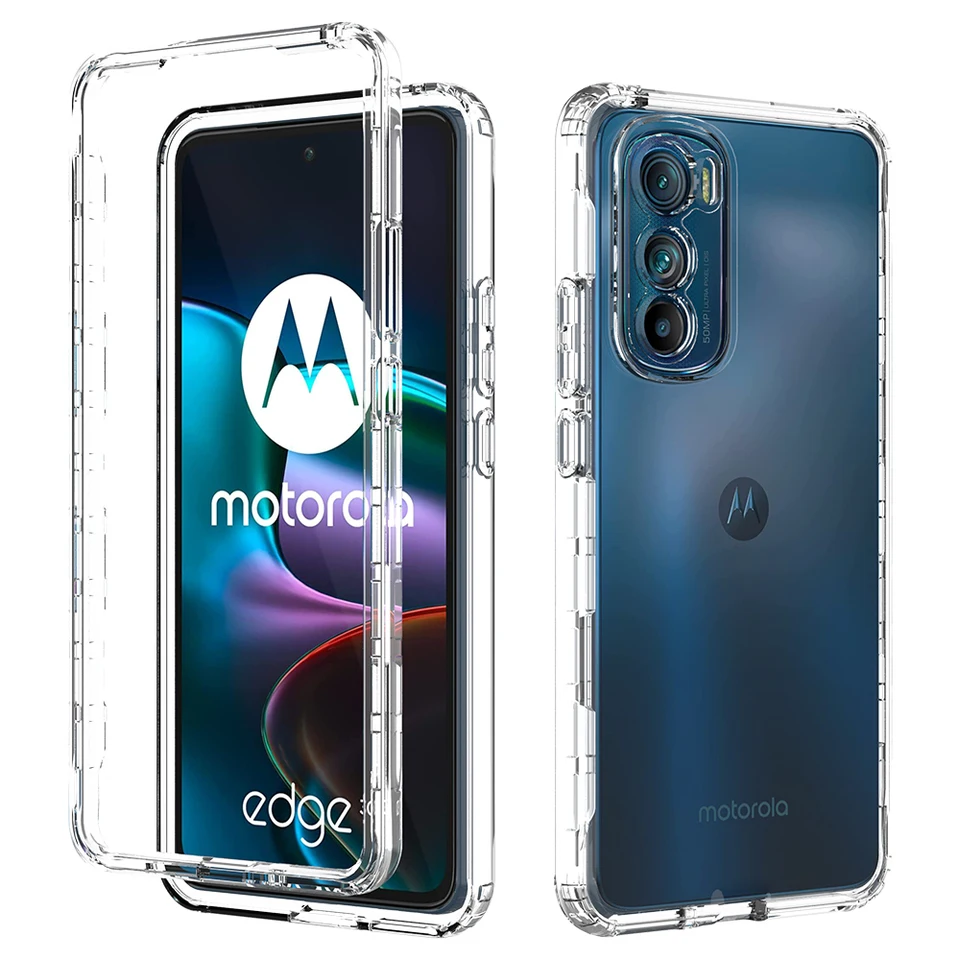 Transparentné puzdro na gradient Shock odolný voči telefónu pre Motorola Moto Edge 30 40 Pro 20 Lite Edge+ 2023 Tvrdý plastový rám TPU Zadný kryt TPU