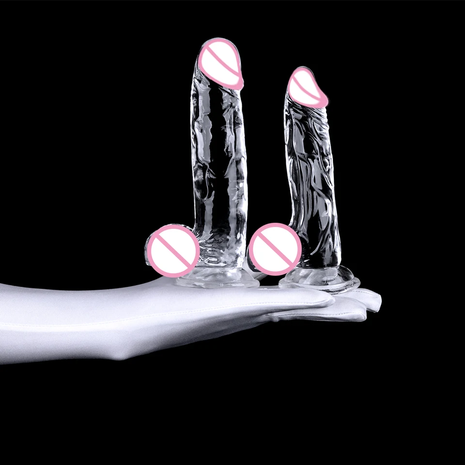 Transparentné realistické dildo mocné sacie pohár Realistický penis flexibilný g-spot dildo so zakrivenými hriadeľmi hriadeľmi hračiek pre ženy