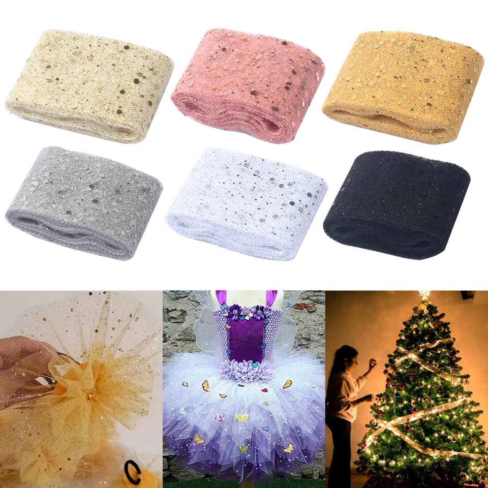 Trblietavé tylové rolky 5 cm 10 yardov Organza tkanina TUTU TUTU sukňa narodeninové oslavy Dodávky pásky Flitrovanie svadobných večierkov dekorácie