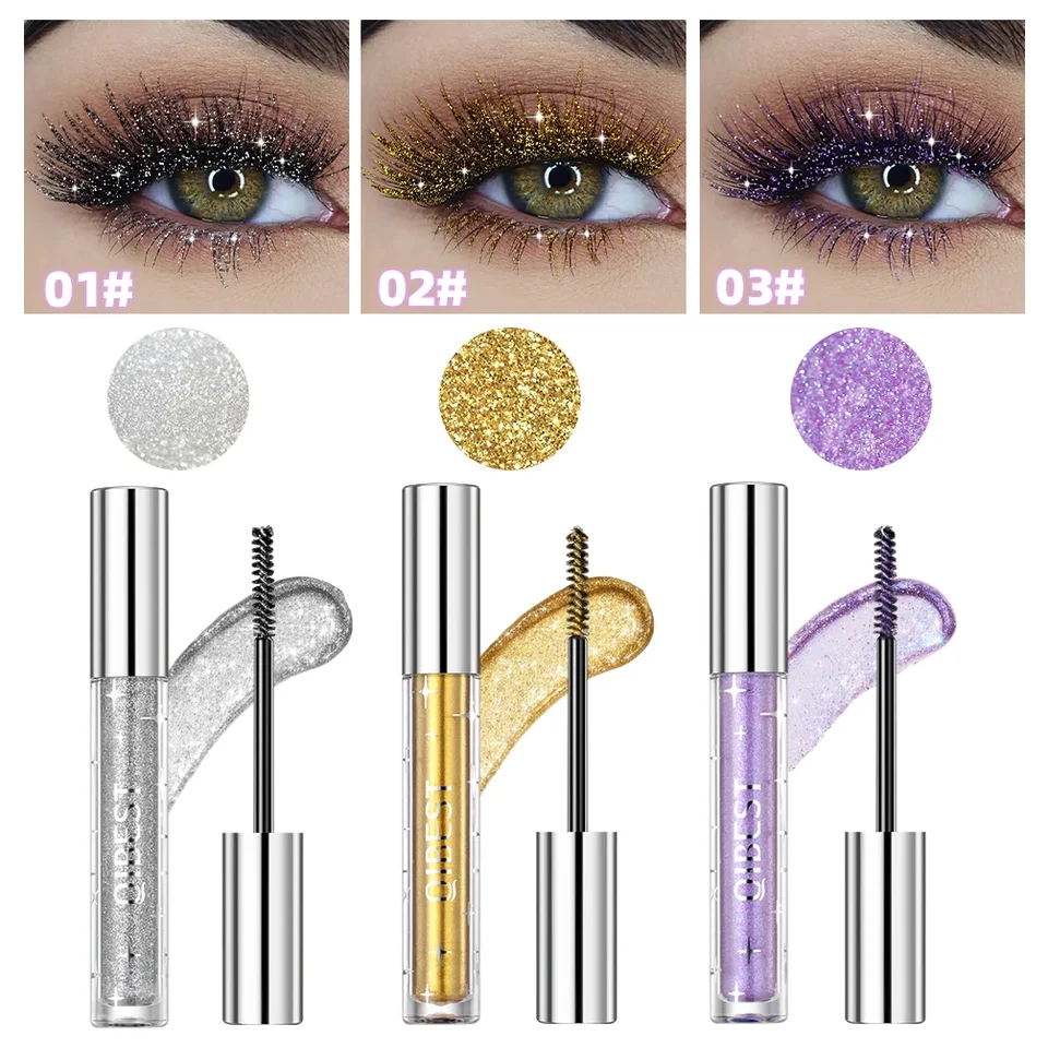 Trblietavý riaso vodotesný curling hrubý lesklý rias rýchly suchý dlhý suchý móda Sexy diamantové zlaté strieborné riasenky makeup