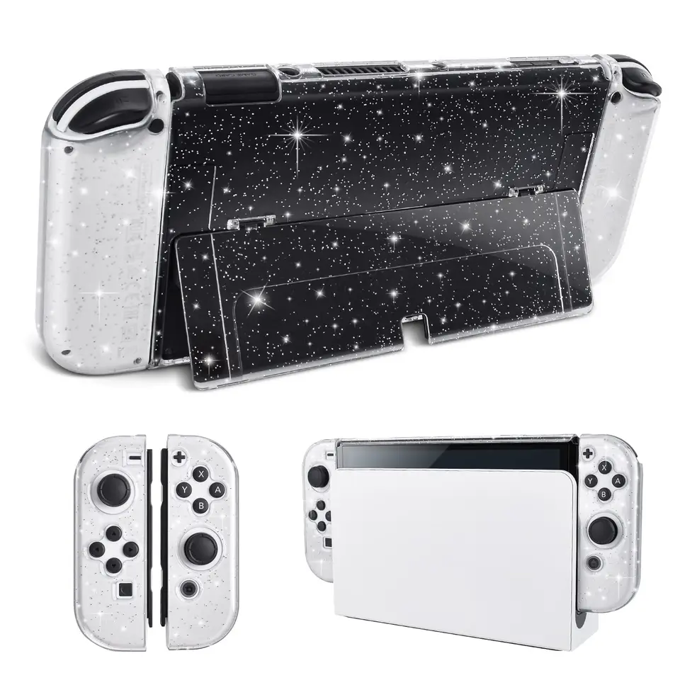 Trblietky Transparentné číry číry nárazový ochranný kryt obalu tvrdý obal pokožka pre Nintendo Switch OLED príslušenstvo Dockabble Case