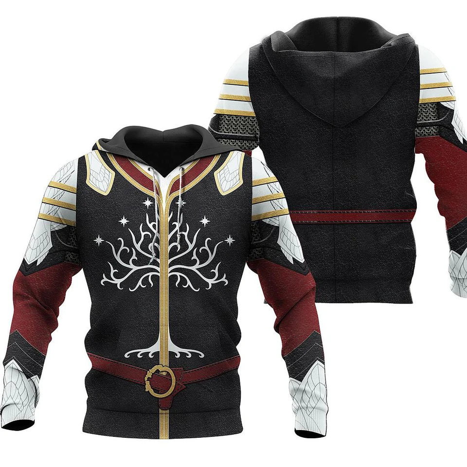 Tree of Gondor Armor Tattoo 3D plne tlačené bunda Muži/ženy Hip hop Boy kapucňa Casywear Streetwear Mikiny punk pánske oblečenie