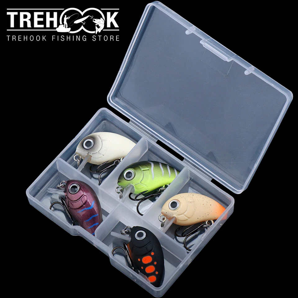 Trehook 5ks plávajúce kľuky rybárske zvädlá v malej krabici 30 mm 2g Mini Hard Minnow Rybárske návnady pre šťuku a bidlá