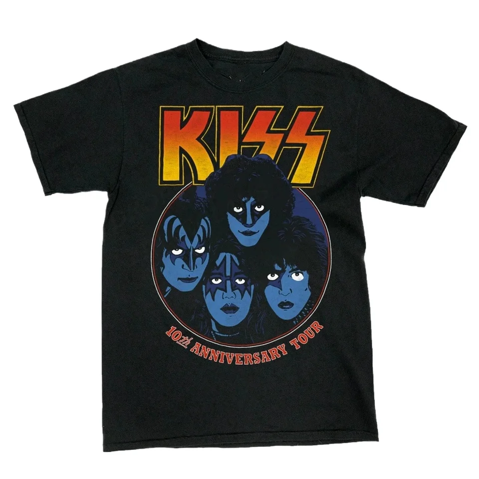 Trend 2024 Kiss Band Trit T-Shirt Men Dámsky hip hip hop nadmerne osadený 80. rockový tričko s krátkym rukávom tričko Streetwear Tops Tee TEE