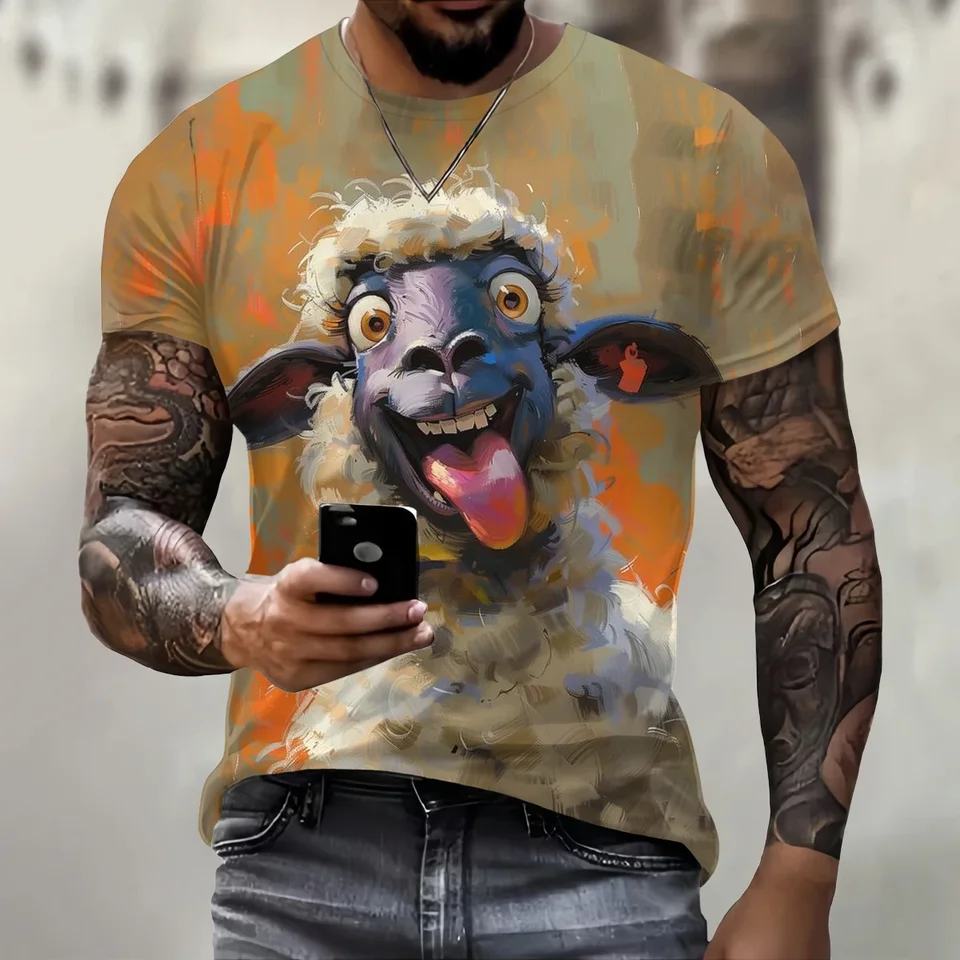 Trend Hip Hop Clothing Funny 3D Ovce Print T košeľa pre mužov Street Príležitostné orne krátke rukávy Tričko módne voľné letné vrcholy