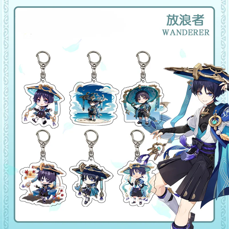 Trend Imphac Game Anime Keychain postava Kunikuzushi Balladeer Scaramouche Wanderer Prívesok Keyring Bag Doplnky odznaky